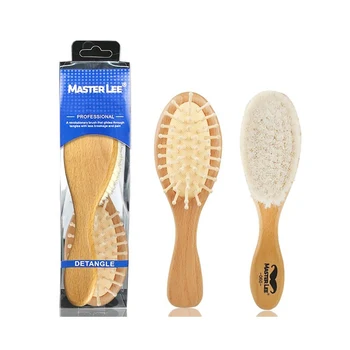 

Natural Wool Baby Shower Brush Baby Shampoo Hair Wash Brush Comfortable Personal Care Wooden Body&hair Brush Set