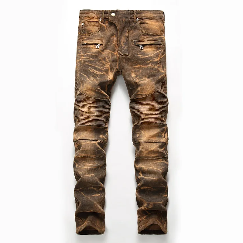 

2019 Mens Skinny Jean Distressed Slim Elastic Jeans Denim Biker Jeans Hip hop Pants Washed Ripped Jeans Plus Size 28-42