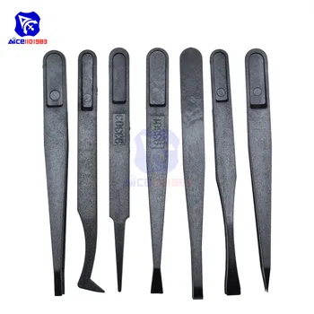 

diymore 7PCS Precision Black Carbon Fiber Tweezers Kit DIY Repair Tool Anti Static Tweezers Set for Electronics