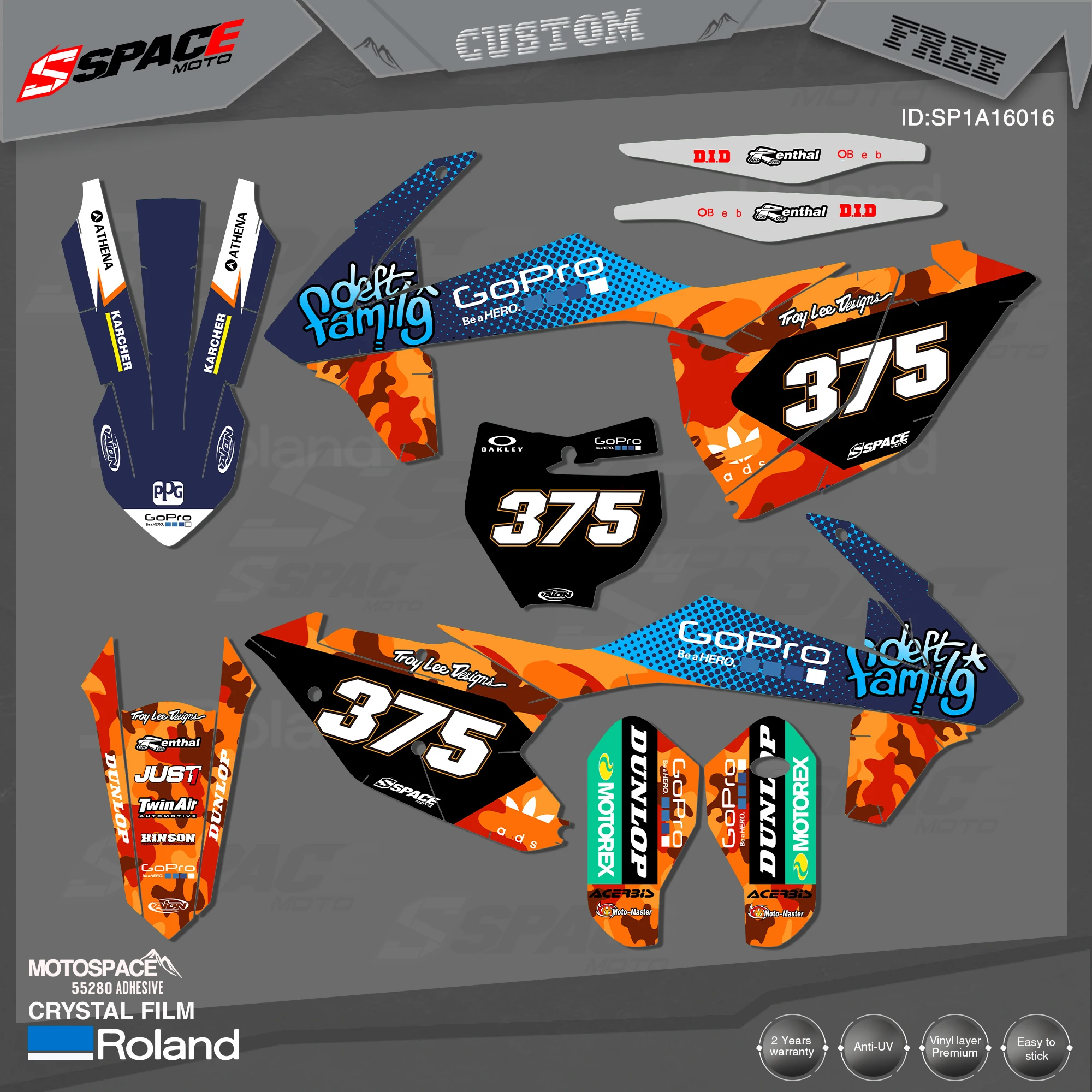 

MotoSpace Custom Team Graphics Backgrounds Decals 3M Stickers Kit For KTM 2016-18SXF 016