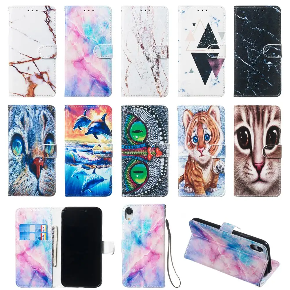 

Luxury cat owl dolphin Painted Flip Wallet Phone case For Xiaomi A2 Lite Redmi Note 7 Pro Redmi 7A K20 coque fundas phon shell