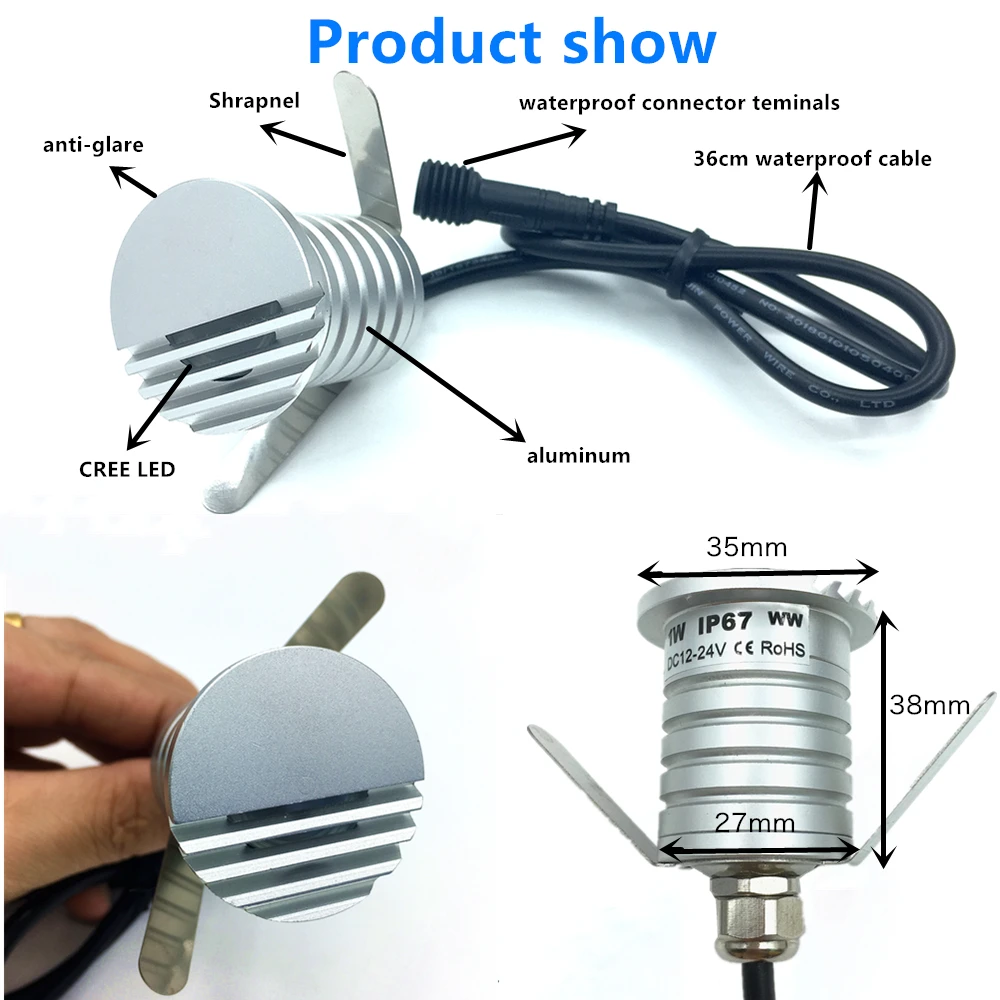 Outdoor 1W LED Stairs Light 12V IP67 Waterproof Garden Underground Lighting Led Underground Light