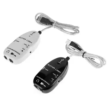 Guitar to USB Sound Player Sound Card Effector Interface Link Audio Cable Music Recording Adapter Support Windows XP/MacOS etc 1