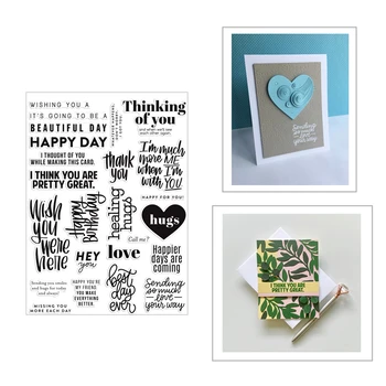 

2020 New Happy Day Thank Words Metal Cutting Dies and Clear Stamps Scrapbooking For Paper Making Embossing Frame Card Craft Sets