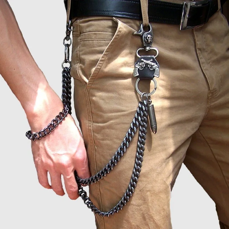 Men Feather Charm Layered Pant Chain