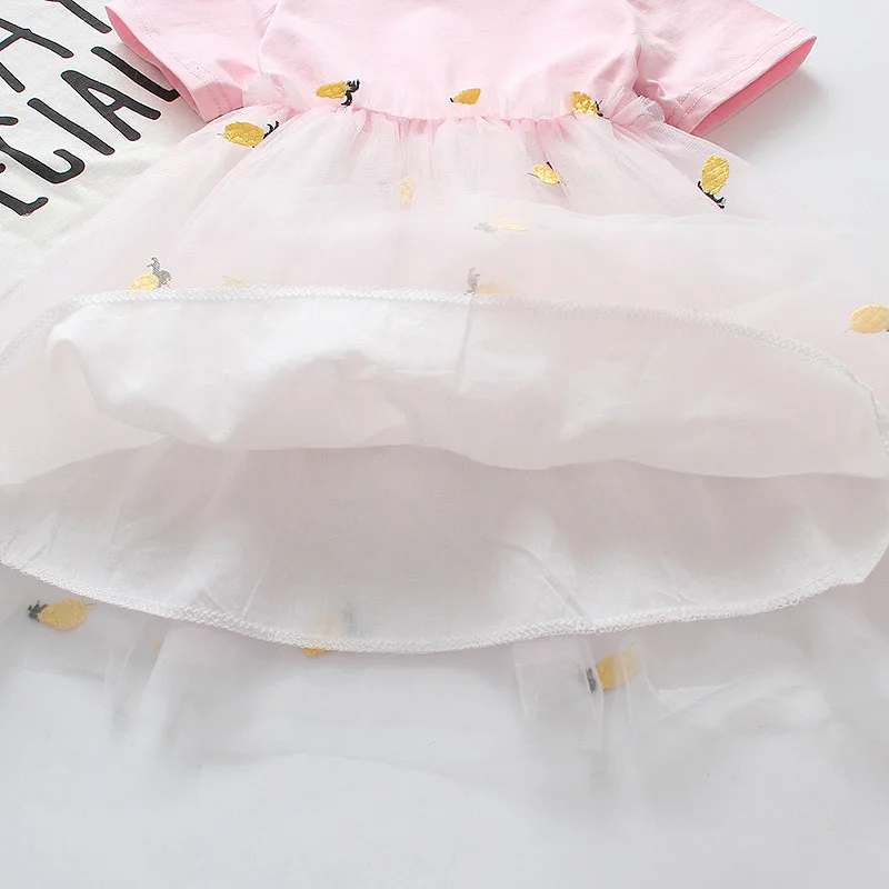 Летнее платье для малышей праздничное платье принцессы с ананасом для маленьких девочек хлопчатобумажная одежда для младенцев