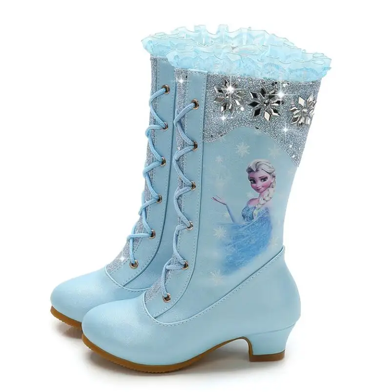 

Autumn And Winter New High Fashion Boots Girls Princess High-heeled Children Sequins Snow Boots Elsa Princess Boots