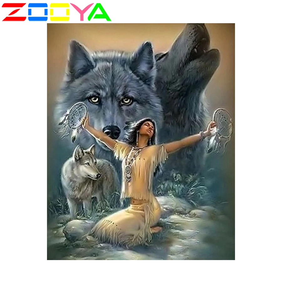 5D Diy Animal Picture Full Square / Round Diamond Painting Wolf Embroidery Cross-Stitch Home Decoration Gift Sp455 | Дом и сад