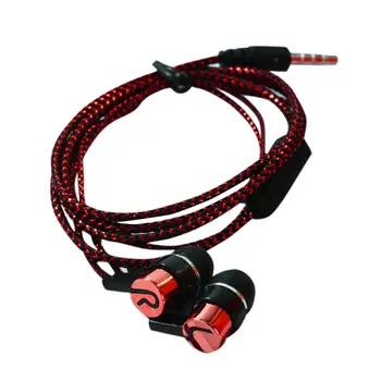 

3.5mm Jack In-Ear Earphone Wiring Heavy Bass Microphone Silicone Woven Antifreeze Line Earbuds