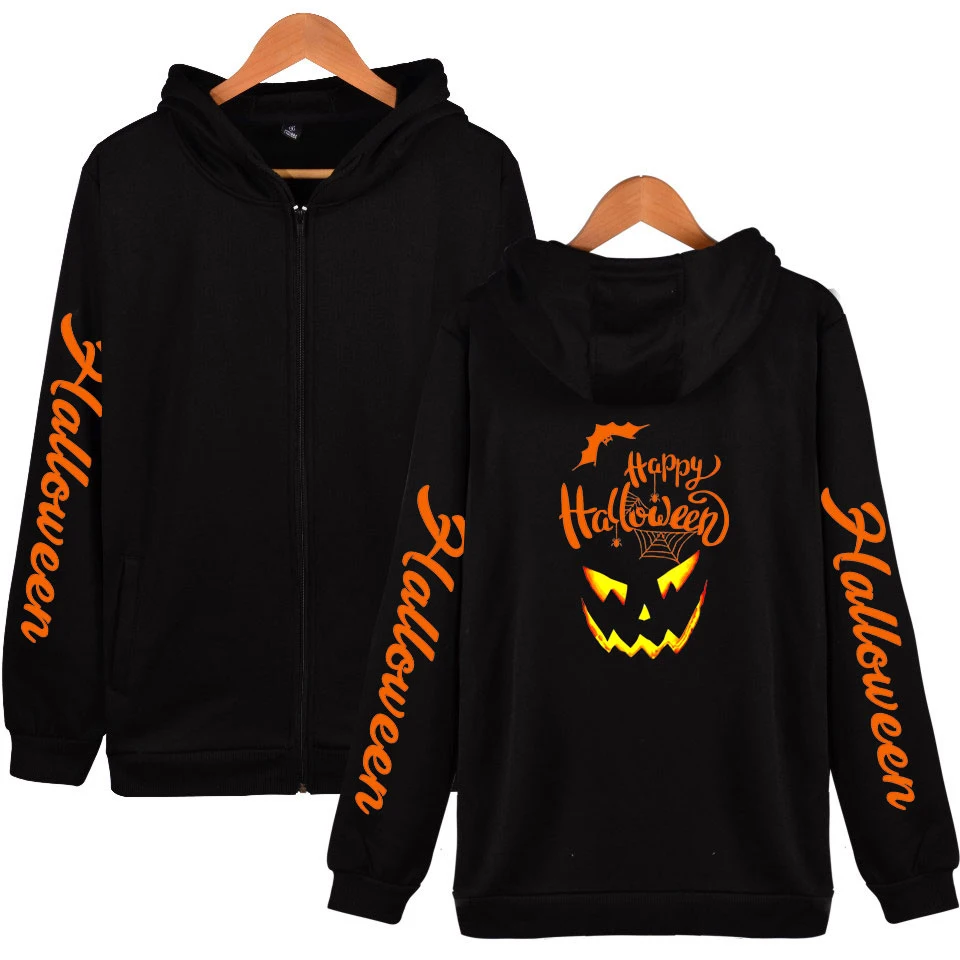 Hip Hop Winter Zipper  Hoody HALLOWEENR Ghost pumpkin Harajuku  Men  Sweatshirts Dropshipping New 2019Hot Selling Hoodies