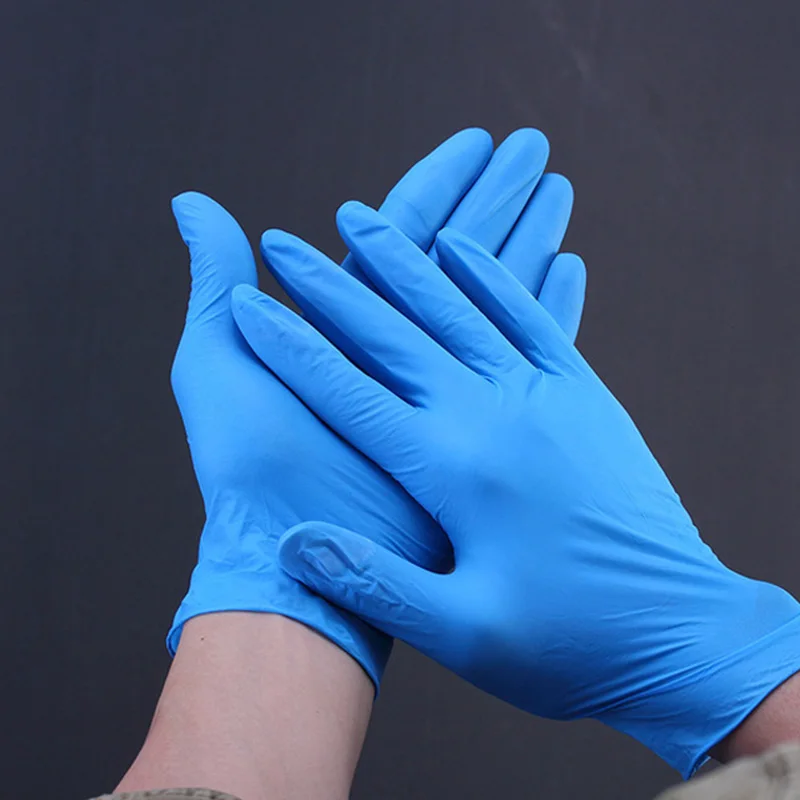 

100 PCS/Bag Left/Right Hand Soft Blue Rubber Nitrile Disposable Gloves for Home Food Kitchen Cleaning Hand Protection Glove
