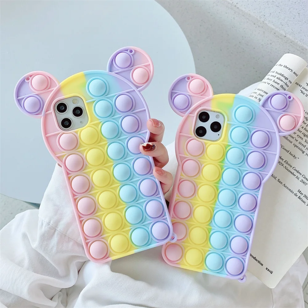 Push Pop Fidget Toys Bubble Phone Case For Iphone 12 11 Pro Max X Xr Xs 6 6s 7 8 Plus Shockproof Relive Stress Back Cover | Мобильные