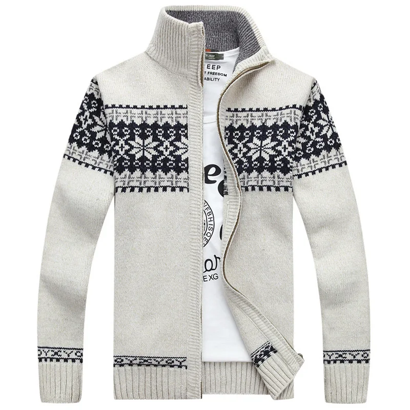 2020 Winter Men Slim Stand Collar Sweater Coat Jacquard Wool Knitted Cardigan Full Zip Casual Warm Male Clothing for Autumn 2020 Winter Men Slim Stand Collar Sweater Coat Jacquard Wool Knitted Cardigan Full Zip Casual Warm Male Clothing for Autumn