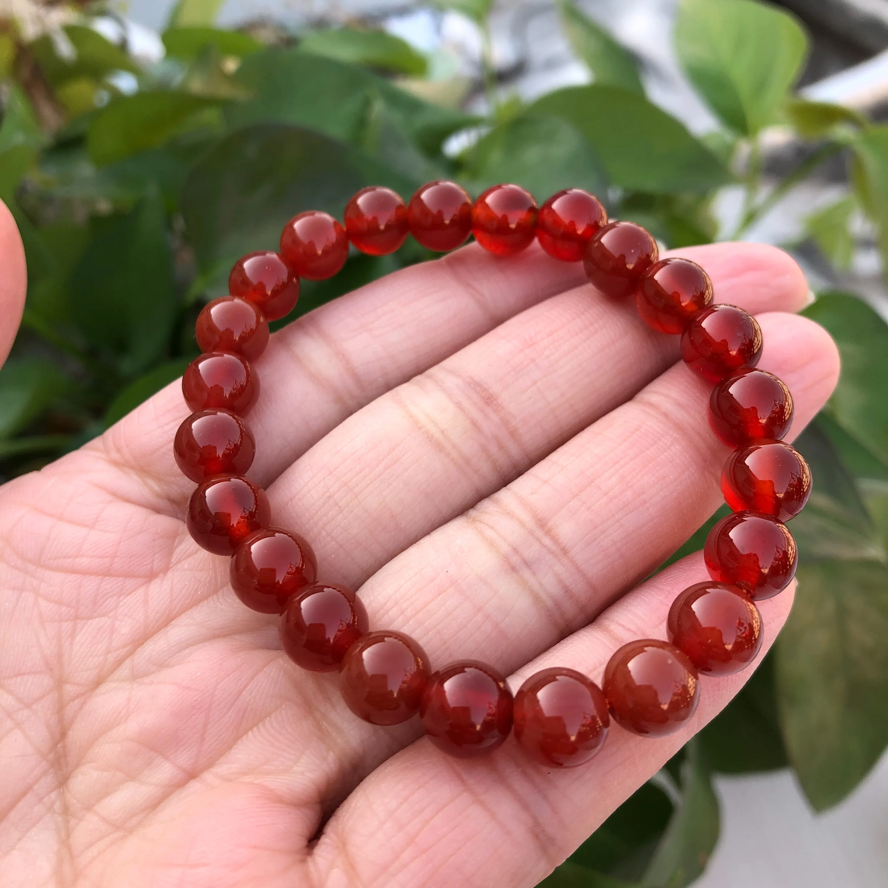 Natural Red Agate Round Beads Single Circle Bracelet For Men - Temu