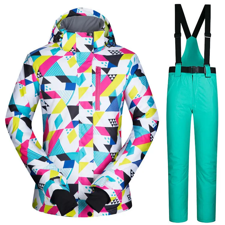 New Winter Ski Sets Jacket Skiing Snowboard Women Snowboarding Jackets Suits Waterproof Windproof Thicken Warm Snow Pants - Color: Color8