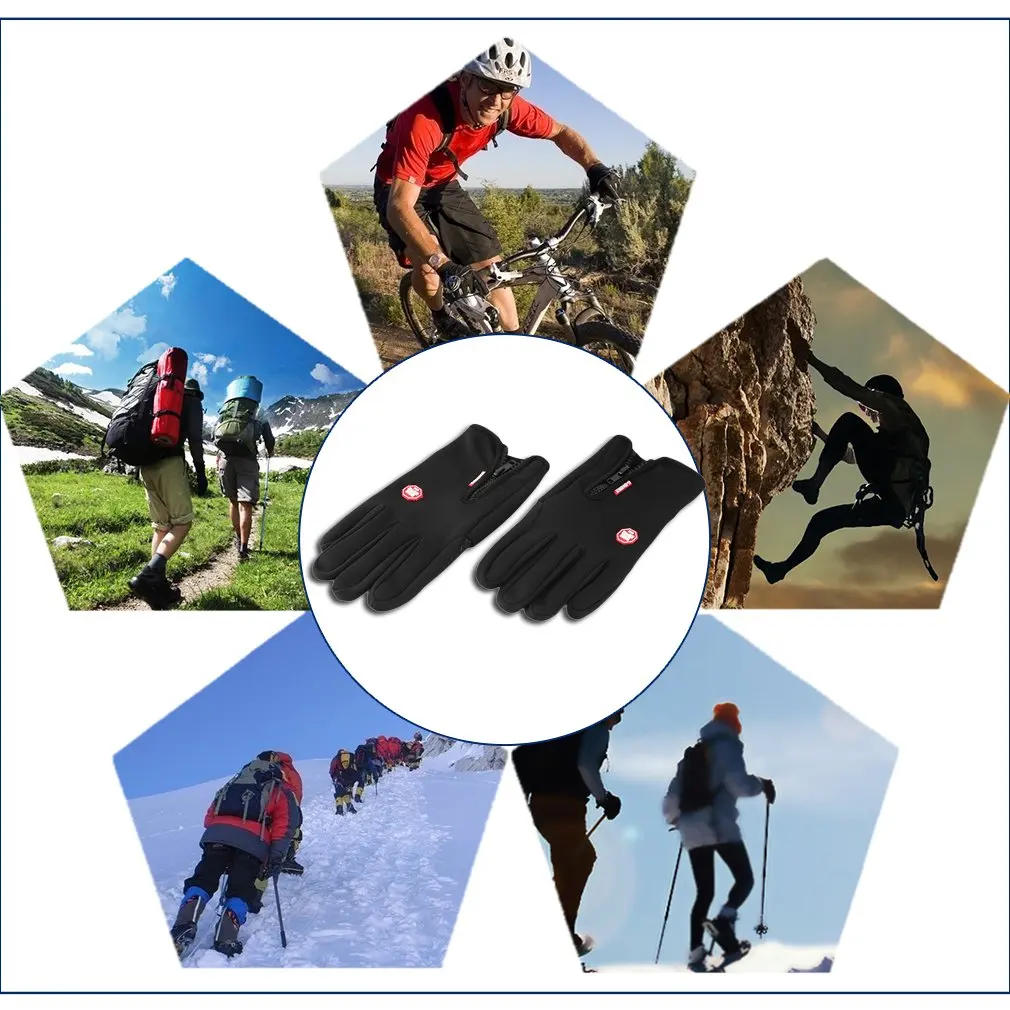 Men Women Touch Screen Winter Warm Breathable Outdoor Sport Camping Hiking Full Finger Winter Windproof Bike Gloves