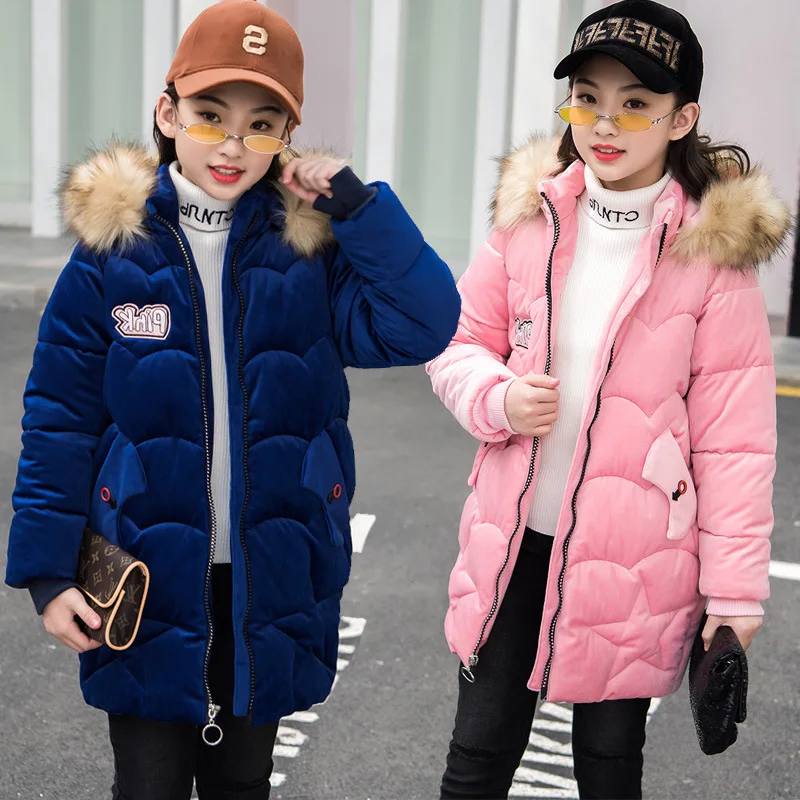 

2019 Girls Clothing Winter Jacket Thicken Coat Children Kids Velvet Parka Snowsuit toddler Down Cotton Clothes Hooded Overcoat