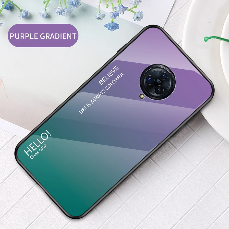 Мода Градиент Стекло телефон крышка для Vivo Nex 3 силиконовые полный защитный бампер чехол для Vivo Nex3 5G на заднюю панель для телефона 6,89" - Цвет: Светло-фиолетовый