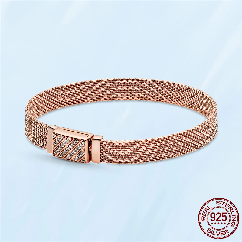 TOP SALE 925 Sterling SILVER Heart Snake Chain Fashion Bracelets For Women Fit Original Pandora Charm Beads Jewelry Gift