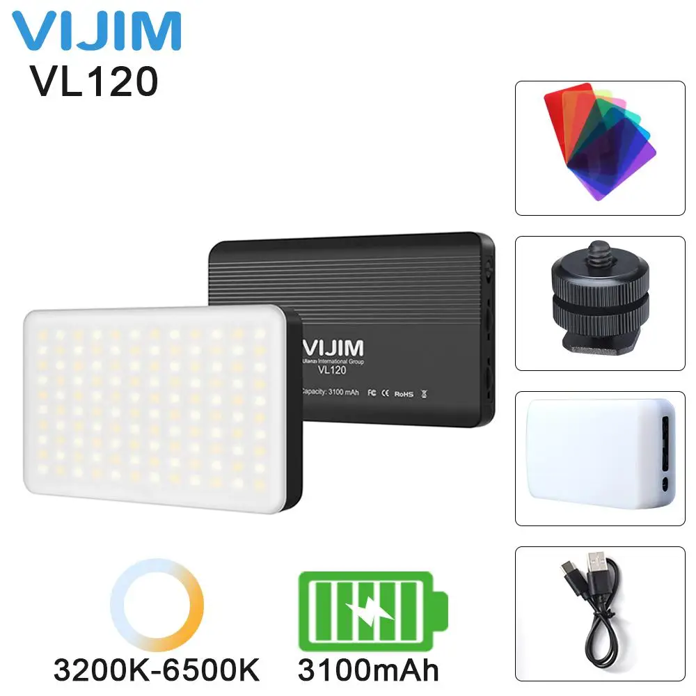 VL120 8W 3200K 6500K ультра тонкий светодиодный видео светильник карман заполнить с