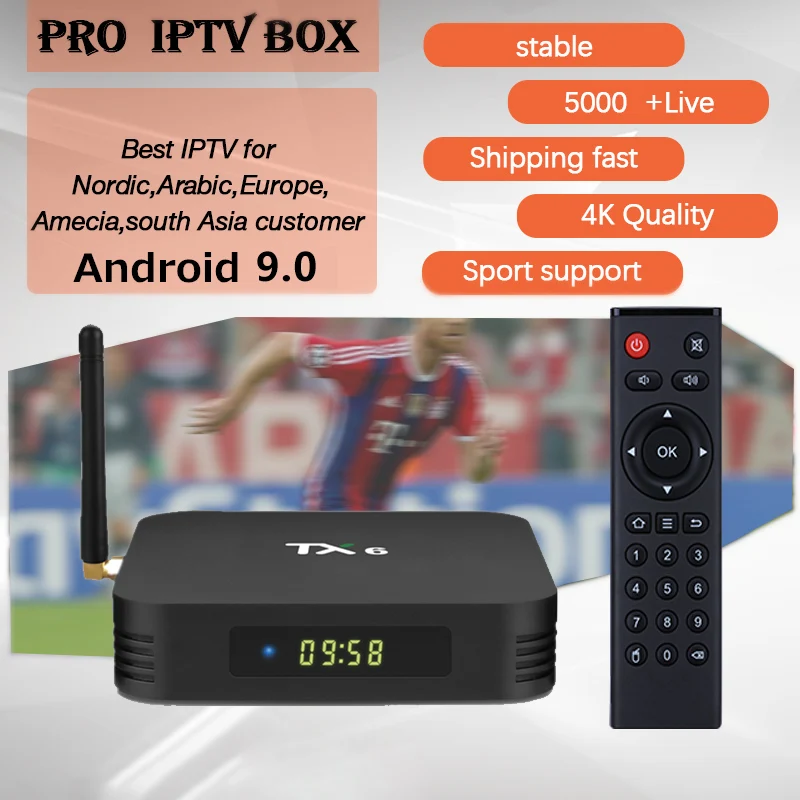 

GOTIT TX6 smart tv box android 9.0 4G 32GB/64GB+world iptv for Europe Nordic Sweden Israel Netherlands Duntch m3u 4K HD IPTV