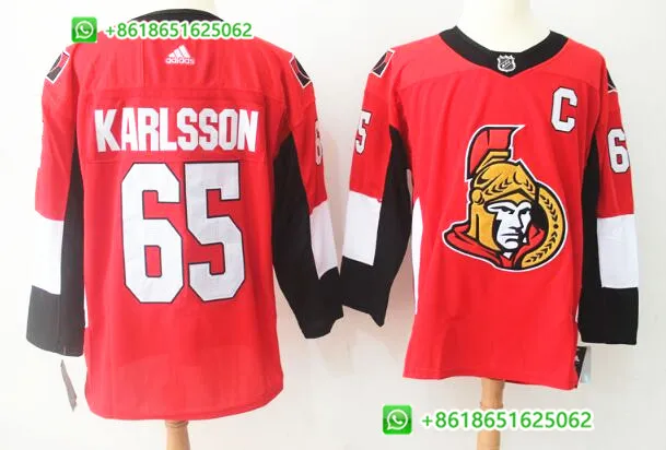 AS PICTURE Мужская Хоккейная Футболка Ottawa Erik Karlsson Mark Stone Mike Hoffman - Цвет: AS PICTURE