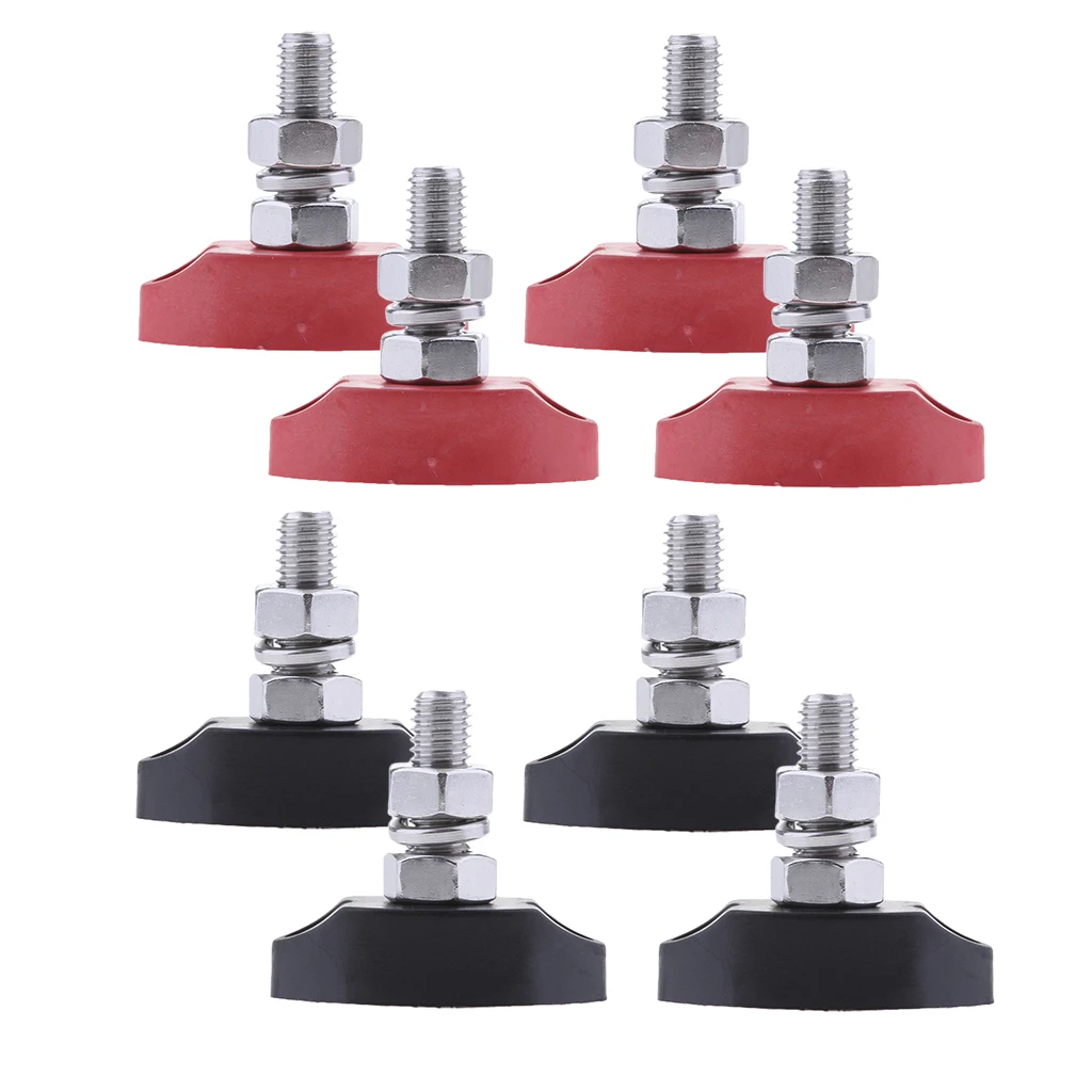 8Pieces Red & Black Junction Block Power Post Insulated Terminal Stud 6mm