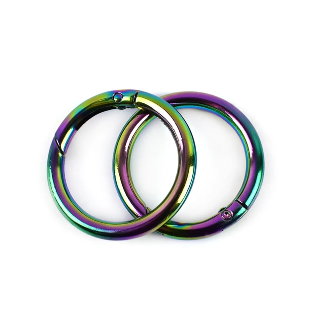 20pcs Meetee 10-50mm Metal Spring O Ring Round Openable Round Snap Hook for Bag Strap Keychain Pendant DIY Sewing Accessories Colored