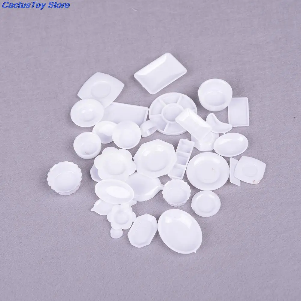 33Pcs Doll Kitchen Acrylic Mini Tableware Accessories Miniatures Cup Plate Dish 1:12 Decor Toys for Kids Girl Gifts For Children