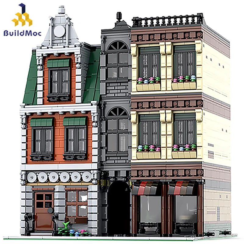 

BuildMOC Friends DownTown CityCenter Center Compatible Downtown Diner Friend Pet Shop Creative Building Blocks Girl Toy