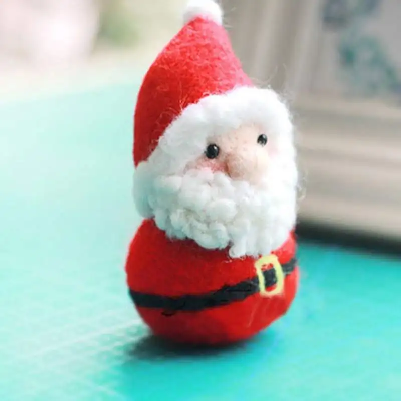 

Christmas Handmade Felting Santa Claus Dolls Ornaments Wool Felting Craft Christmas Favor Decorations For Christmas New Year Gif