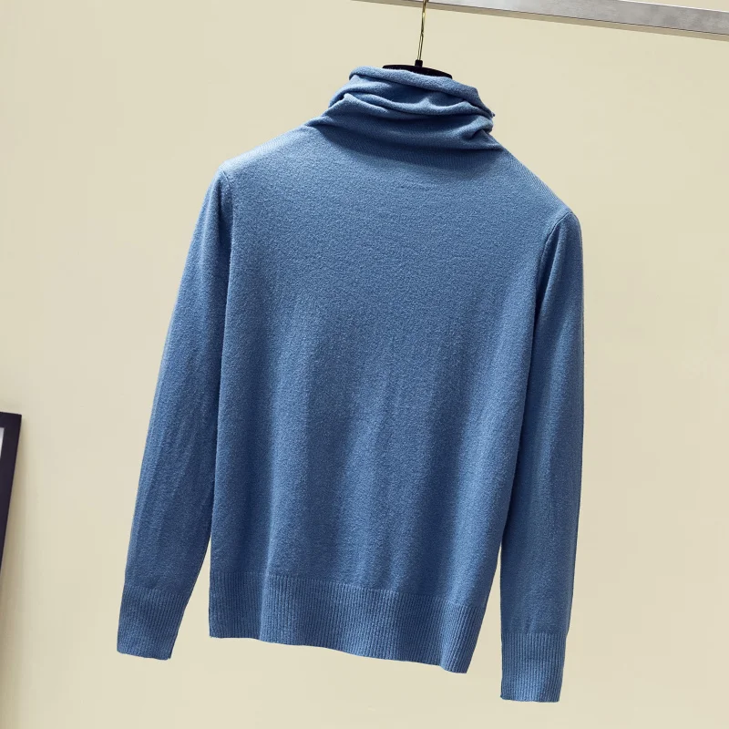 Kintted Turtleneck Cashmere Women Sweater Solid Color Long Sleeve Jumper Korean Fashion Autumn Winter Pullover Black White Blue