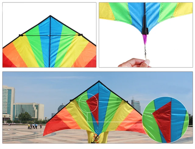 free shipping large rainbow kite with windsock animal kite reels flying bird toy flying door styles kite kids kites beach 3