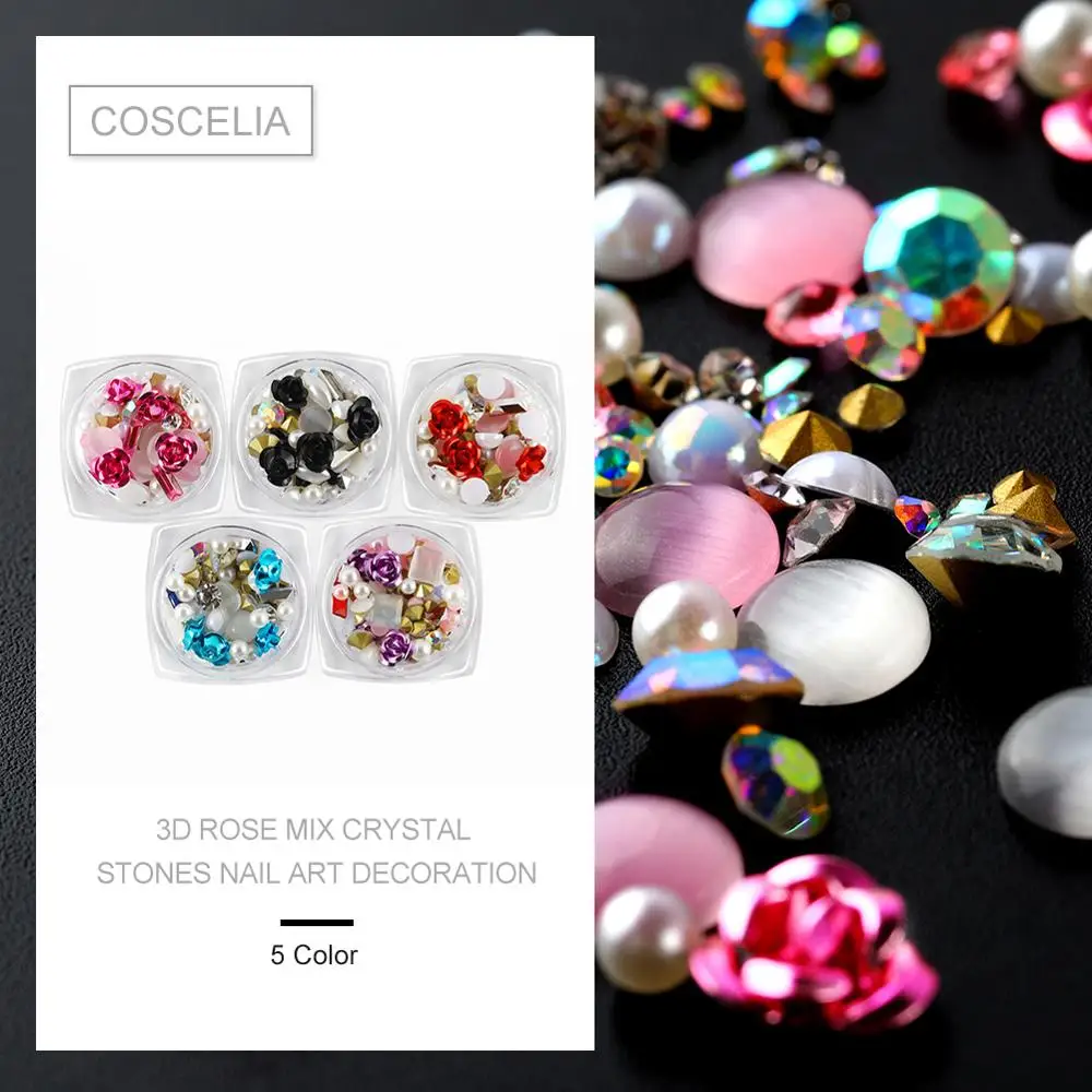 

COSCELIA Nail Art Decorations Rhinestones 3D Flower Nail Shell Decoration For Nail Art Nails Accessories DIY Design Rhinestones
