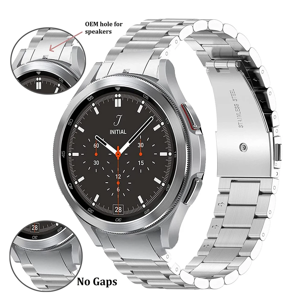 

No Gaps Stainless Steel Strap For Samsung Galaxy Watch 4 Classic 46mm 42mm/Watch4 44mm 40mm Curved end Metal Bracelet Band