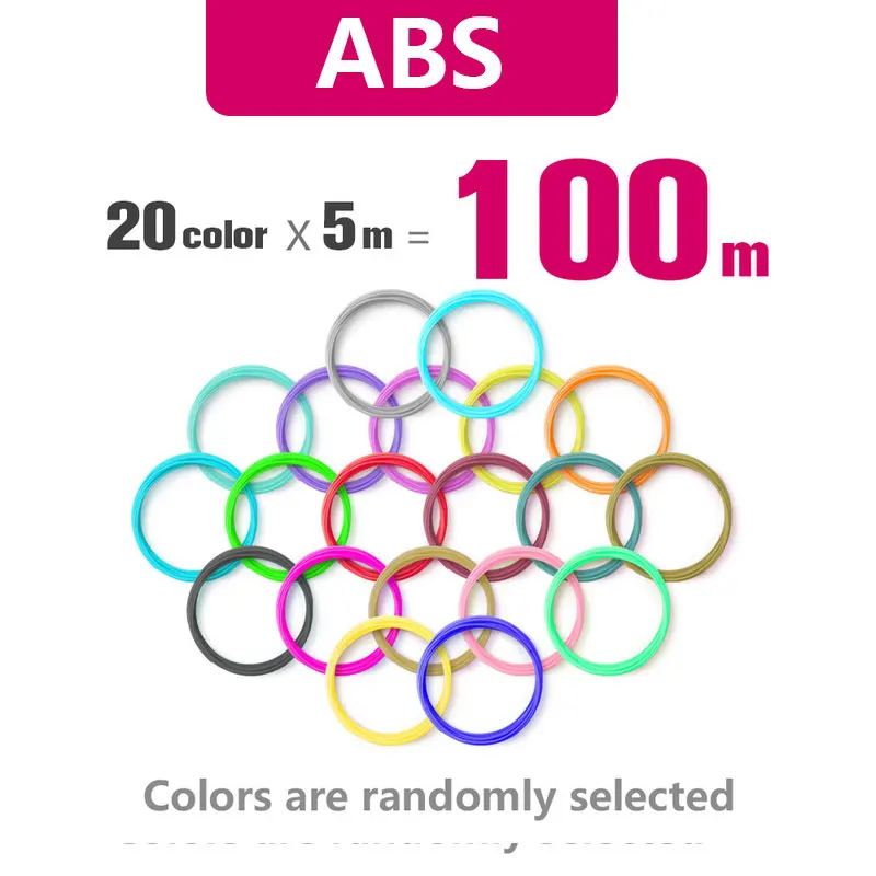 ABS 20 colors 100m 3d Ручка Принтер ABS/PLA нити, диаметр 1,75 мм Пластиковые Нити abs/pla пластик 20 цветов, безопасность без загрязнения - Цвет: ABS 20 colors 100m
