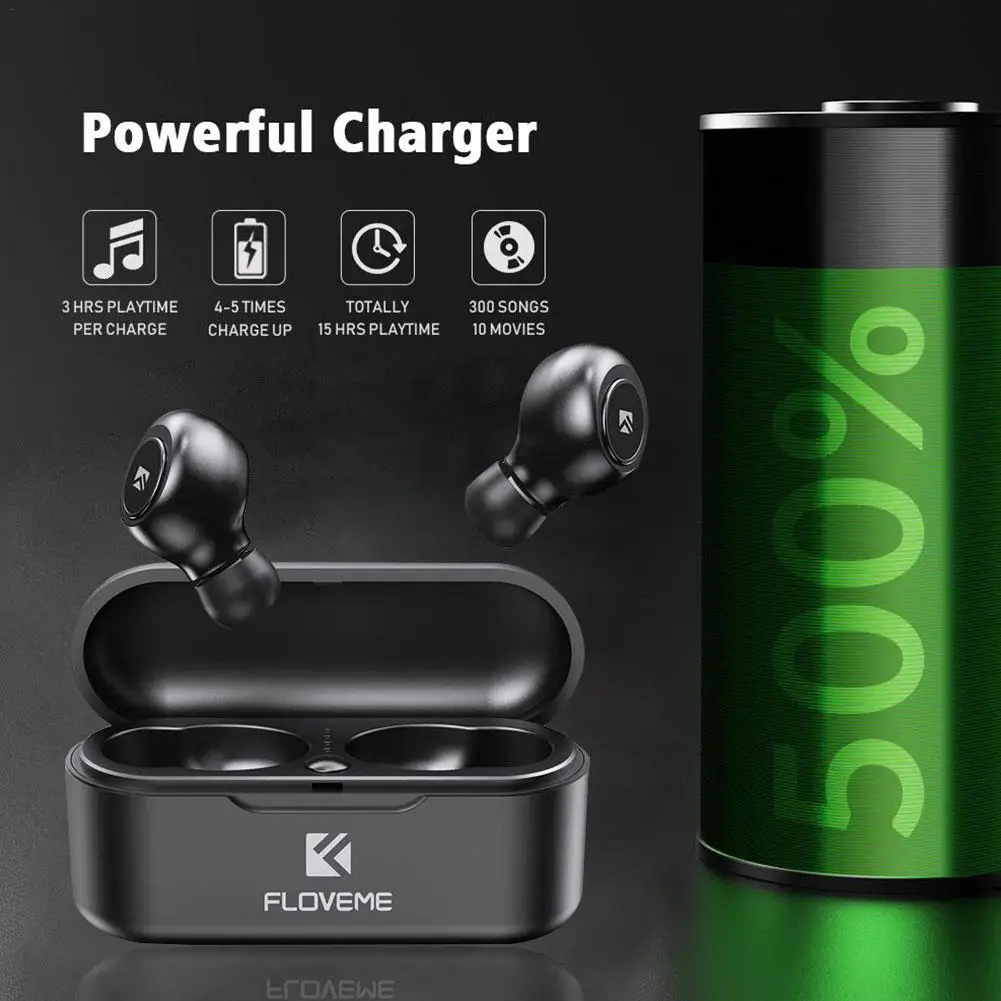 Floveme, TWS, беспроводные наушники, мини, Bluetooth, V5.0, наушники, 5D, стерео, спортивные, TWS, беспроводные наушники, наушники-вкладыши, с двойным