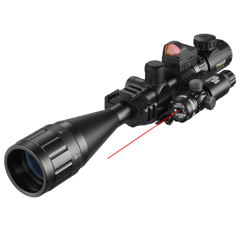 VOMZ 6-24x50 AOEG Rangefinder Sight Rifle Scope With Holographic 4 Reticle Sight Red Dot Green Dot Laser Combo Riflescope rifle scope
