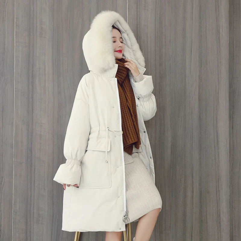 

2018 New Style Winter down Jacket Cotton-padded Clothes Women's Mid-length Large Fur Collar Coat Cotton-padded Clothes INS Onlin
