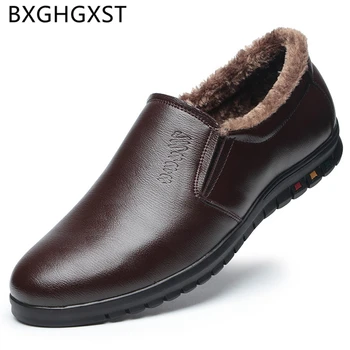 

winter shoes men boots genuine leather snow boots men loafers casual shoes luxury brand black boots men sepatu slip on pria buty