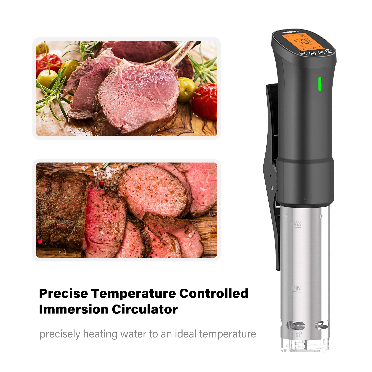 INKBIRD ISV-200W Automatic Sous-vide 1000W Vacuum Cooker Kitchen Cooking Immersion Heater Stainless Steel Machine 15L Capacity inkbird 110v home cooking appliance kitchen tools wifi sous vide smart vacuum slow cooker submersible immersion circulator 1000w