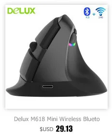 Delux M618 мини беспроводная Bluetooth 4,0 Двойная модель мыши перезаряжаемая эргономичная Вертикальная мышь 2400 dpi оптическая компьютерная мышь