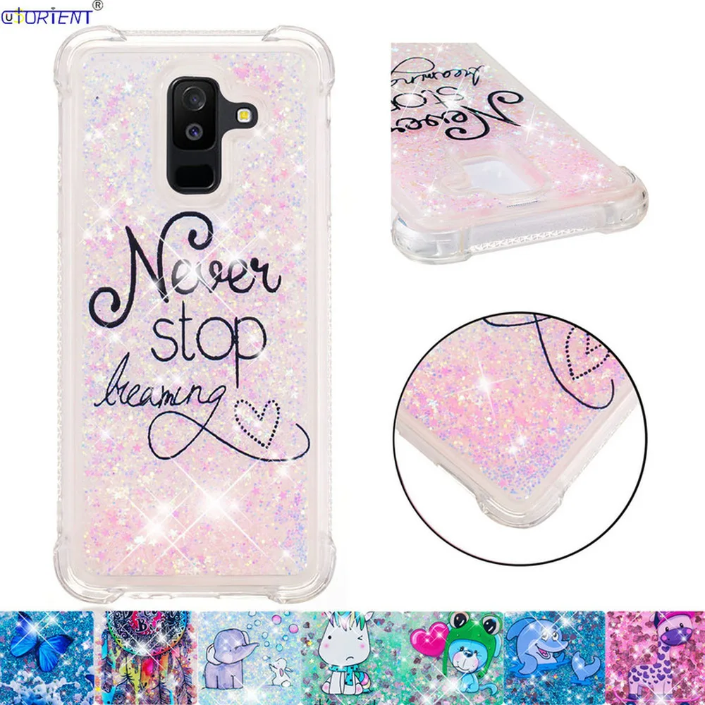 

For Samsung Galaxy Jean A6 Plus J8 2018 Glitter Liquid Quicksand Cute Case A6+ A605 J810 Bumper Cover SM-A605FN/DS SM-J810F/DS