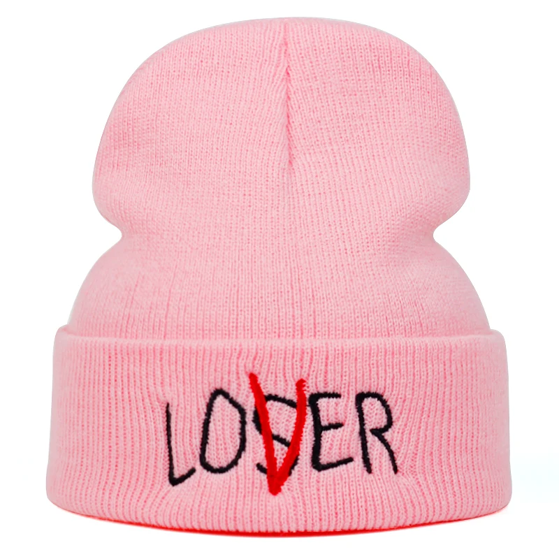 Брендовая зимняя шапка с вышивкой для мужчин Skullies Beanies, женская модная теплая шапка унисекс, эластичная Вязаная Шапка-бини - Цвет: Розовый