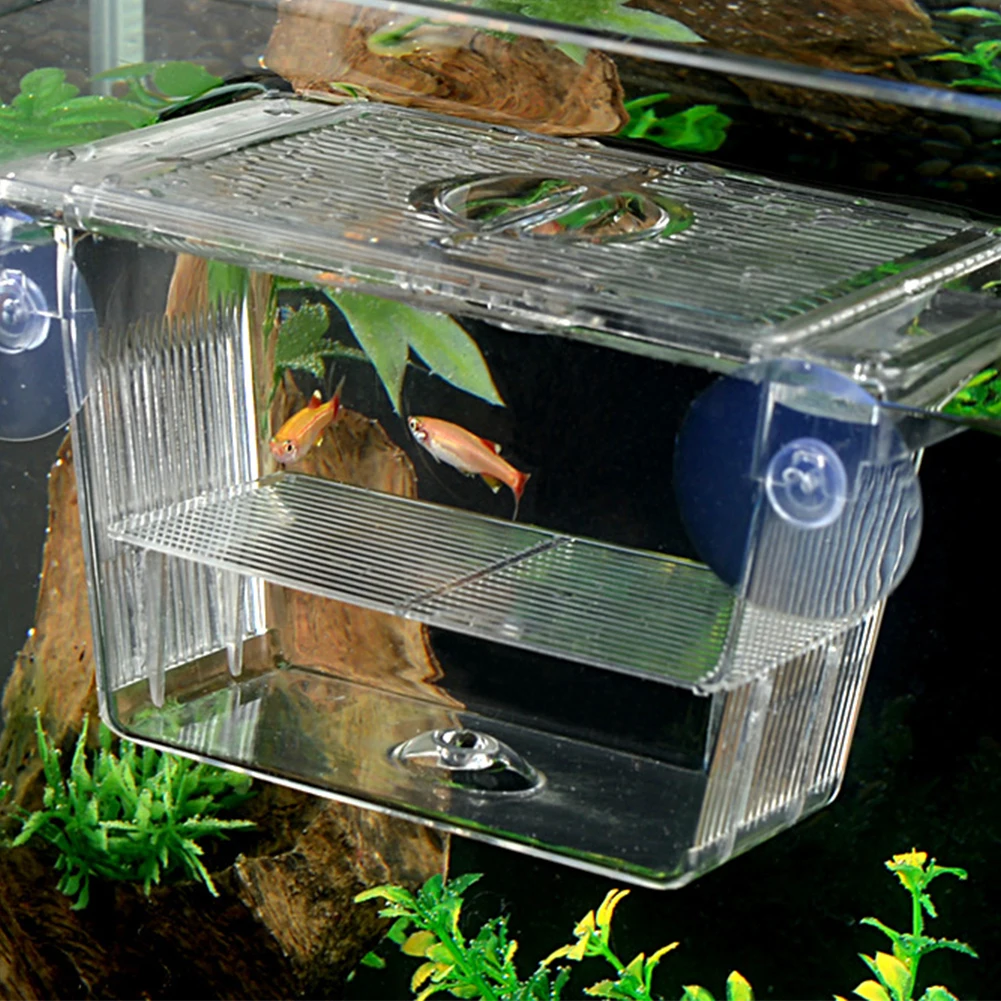 Still Awake Aquarium Fish Breeder Box Plastic Fish Isolation Breeding Box Hatching Incubator Box for Baby Fish Shrimp Clownfish Guppy （L） 