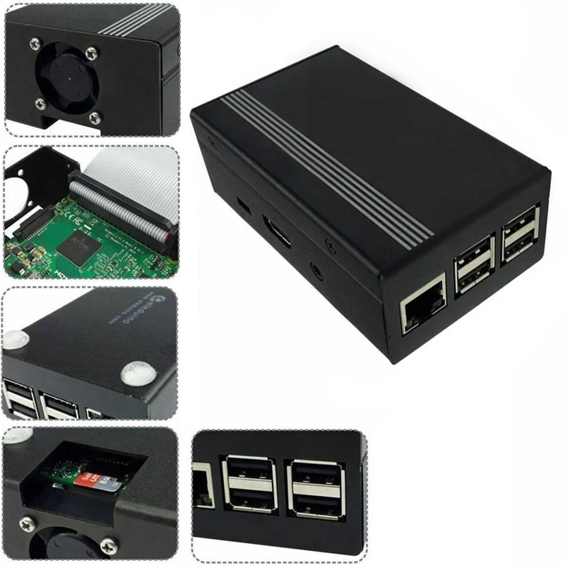 Для Raspberry Pi 3/2 Защитная металлическая крышка корпуса черная жесткая сильная Замена с охлаждающим вентилятором