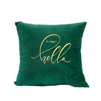 

Solid Color Modern Style Letter Embroidery Pillow Case Modern Soft Velvet Pillow Cover Home Decorative Warm Cushion Cover 45*45
