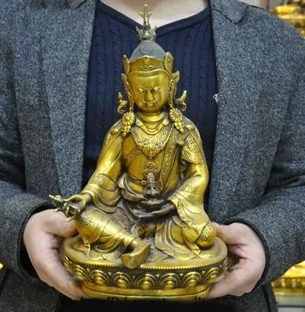 

wedding decoration Old Tibet Temple Bronze gilt God Padmasambhava Guru Rinpoche Buddha Statue
