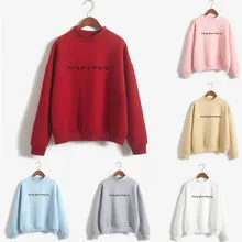 Новое поступление осень-зима Женская Повседневная однотонная толстовка с длинными рукавами и надписью Топы Блузка abrigos mujer invierno