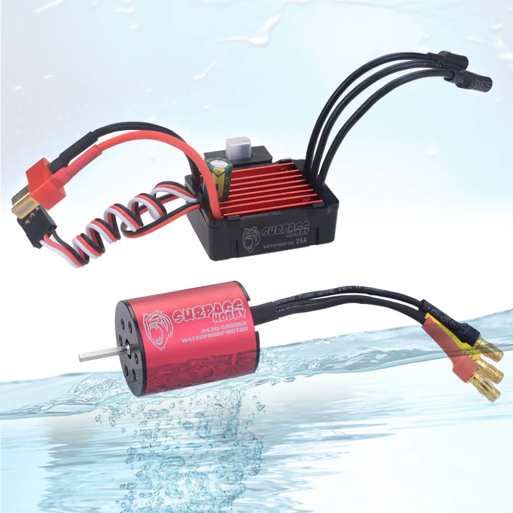 Surpass Hobby 2430 5800KV бесщеточный мотор + 25A контроллер скорости ESC водонепроницаемый для